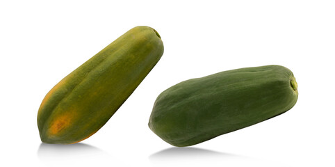 Papaya fruits isolated on white background with clipping path.