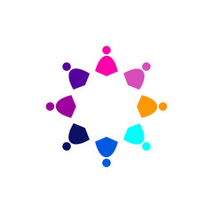 COLORFUL PEOPLE TOGETHER SIGN, SYMBOL, LOGO ISOLATED ON WHITE BACKGROUND