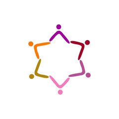 COLORFUL PEOPLE TOGETHER SIGN, SYMBOL, ART, LOGO ISOLATED ON WHITE