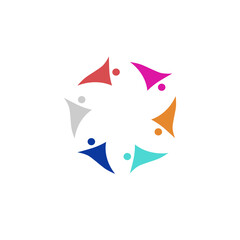 COLORFUL PEOPLE TOGETHER SIGN, SYMBOL, ART, LOGO ISOLATED ON WHITE