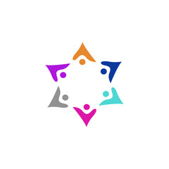 COLORFUL PEOPLE TOGETHER SIGN, SYMBOL, ART, LOGO ISOLATED ON WHITE