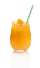 Fresh orange juice with a straw