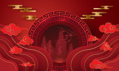 Podium and background for Chinese new year,Chinese Festivals, Mid Autumn Festival , flower and asian elements on background.	