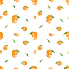 tangerine seamless pattern, Fruity repeat pattern on transparent background.