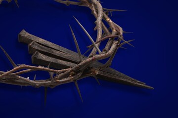 Crown of thorns on dark blue background