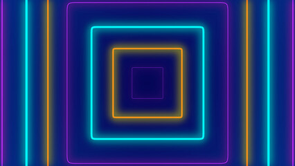 Fototapeta premium Square Tunnel Neon Glow Background