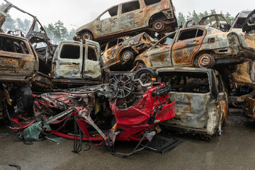 Big car graveyard in Ukraine.