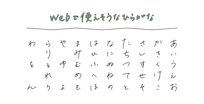 手描きのひらがな　ボールペン字	
