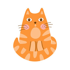 Sitting striped red cat. Cute animal