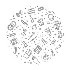 Makeup concept illustration,  line banner