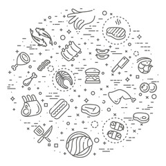 Banner of Meat . Flat illustration