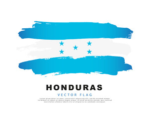 Flag of Honduras. Blue and white brush strokes, hand drawn. Vector illustration isolated on white background.