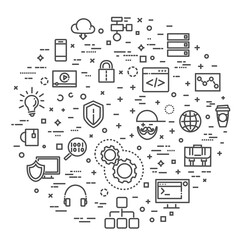 Outline illustration - programming. Banner