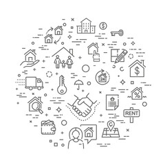 Outline web Banner - Real Estate. Illustraation