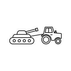 Obraz na płótnie Canvas tractor pullling tank icon vector Ukrainian war