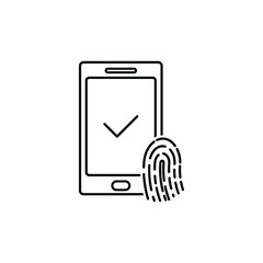 fingerprint icon vector.  Identification scannings of a fingerprint in the mobile phone