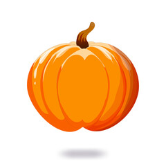 Orange pumpkin. Vector illustration. On a white background. Vegetarian vegetables, holiday cards, printing on fabric and paper.