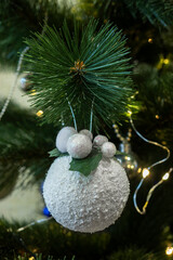 Christmas background. Christmas tree and christmas balls.