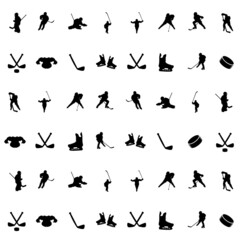 Seamless sports pattern from black hockey icons