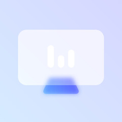 monitor glass morphism trendy style icon. pc monitor transparent glass color vector icon with blur and purple gradient. for web and ui design, mobile apps and promo business polygraphy