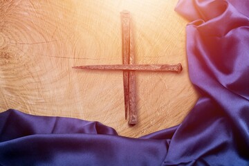 Jesus Crown Of Thorns And metal nails on Ground