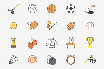 Obraz premium Sport Icons set - Vector color symbols of type of sports for the site or interface