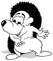 Drawing of a Smiling Cheerful Hedgehog - Cartoon Illustration Isolated on White Background, Vector