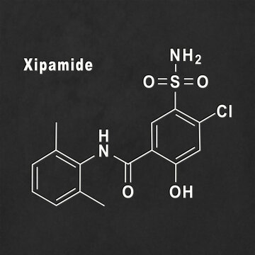 Xipamide molecule, chemical structure