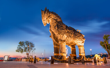 Trojan horse at sunset - Canakkale Turkey - obrazy, fototapety, plakaty