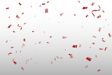 Many Falling Red Tiny Confetti Isolated On White Background. Vector