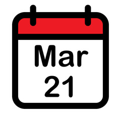 Calendar icon with twenty first march