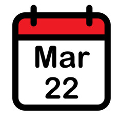 Calendar icon with twenty second march