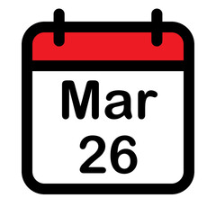 Calendar icon with twenty sixth march