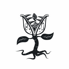 black carnivorous plant vector illustration concept element design