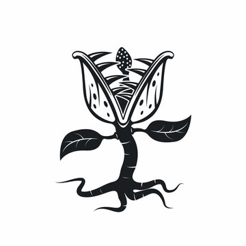 black carnivorous plant vector illustration concept element design