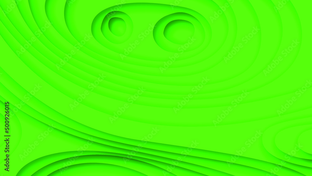 Poster green wavy abstract paper cut background vector shadows 3d smooth objects modern design