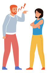 Angry man yelling at woman. Couple quarrel concept