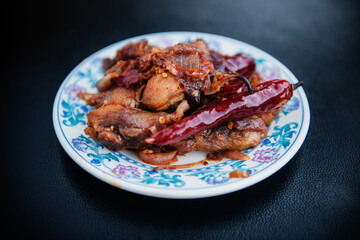 Bhutanese Sikam paa, chicken with chilli