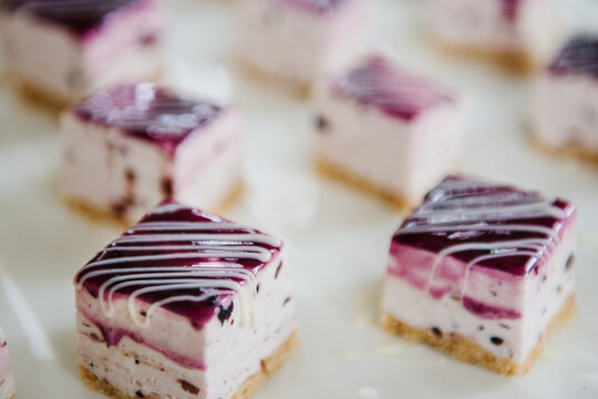 Petit fours with blueberries.
