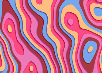 Abstract wallpaper in pink purple brown blue mustard varicolored. colorful wavy shapes modern design. Abstract Art