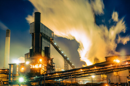 Industrial Photos of Coke Ovens Quenching the Coke