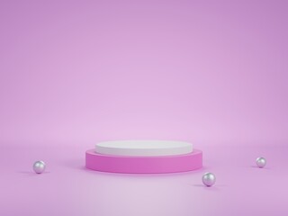 Podium mockup for product presentation, 3d rendering, pink background