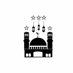 Silhouette of mosque in black ramadan.Perfect for wallpaper ramadan.
