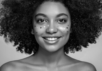 Beauty portrait of African American girl with afro hair. Beautiful black woman. A Womans face...