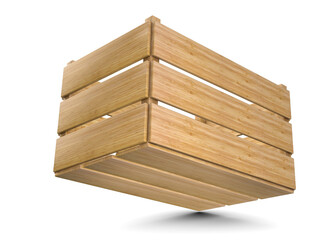 3d wooden boxe isolated on white background. Crate used at fairs in various angles