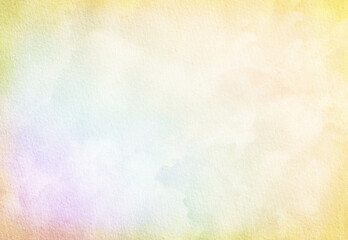 Colorful pastel cloud and sky background. Cloudy sky on grunge paper texture with beautiful soft bright color rainbow gradient abstract nature weather in summer, magical fantasy cloudscape background