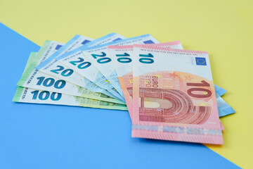 Obraz na płótnie Canvas Euro money on a paper background