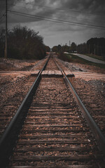 Fototapeta premium Biking near the train tracks