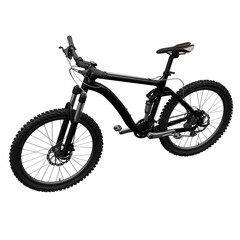 Black mountain bike on an isolated white background. 3d rendering.