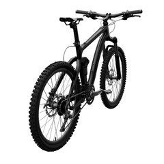 Black mountain bike on an isolated white background. 3d rendering.